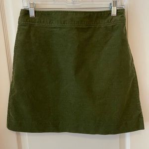 J Crew Hunter Green Corduroy Skirt
